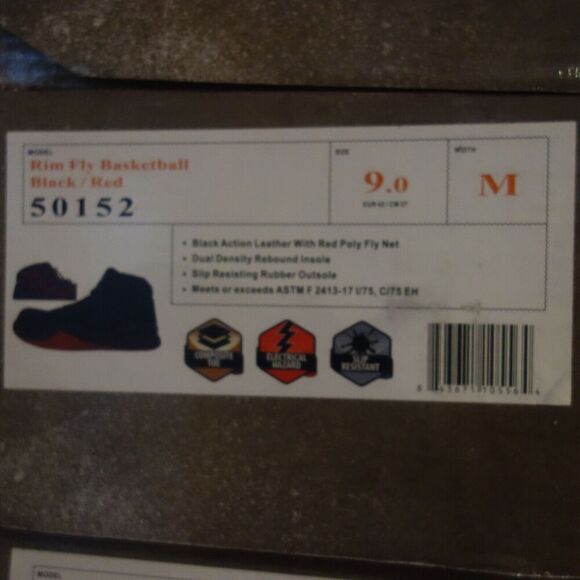 NEW Hoss Boots Rim Fly Black Red High Top Composite Toe Slip Resistant Men's 9 - Picture 8 of 9